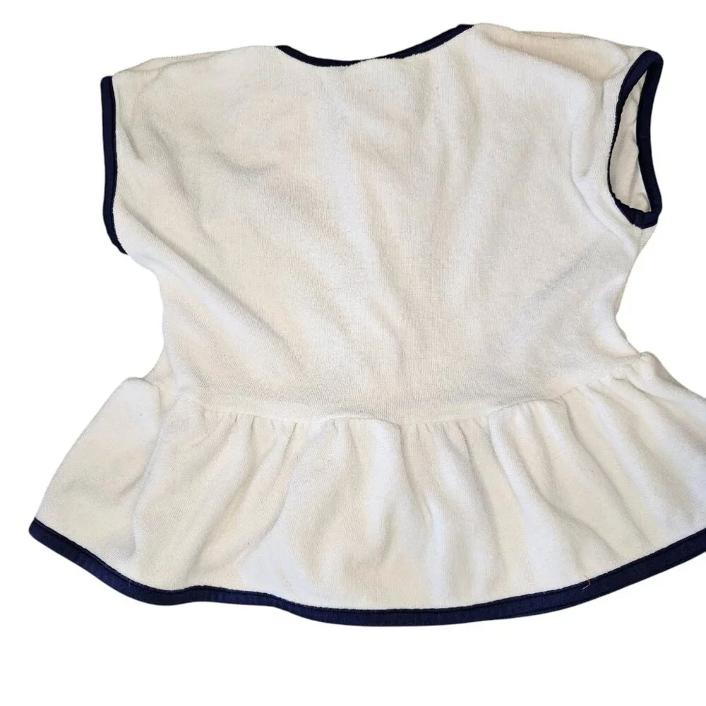 Vintage Baby B'gosh Oshkosh Baby Girls Sz 12 Month Swim Coverup Terrycloth White